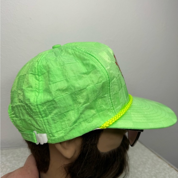 Vintage Timbers Pizza Green Neon Adjustable Zipper Strap Back Hat - Picture 3 of 10